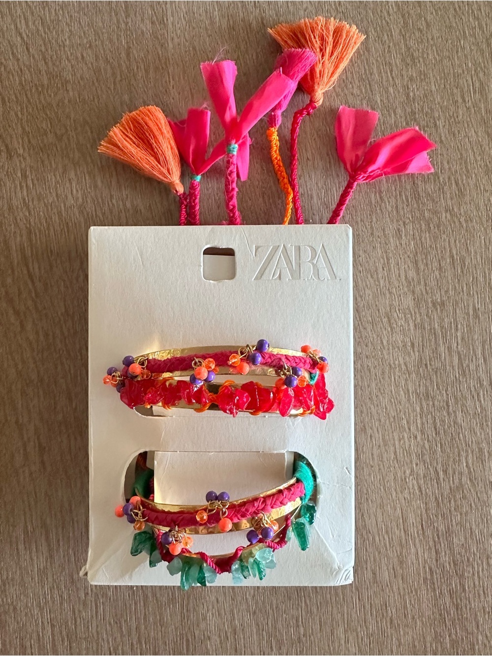 Zara Pack of 4 Beaded Metal Bracelets